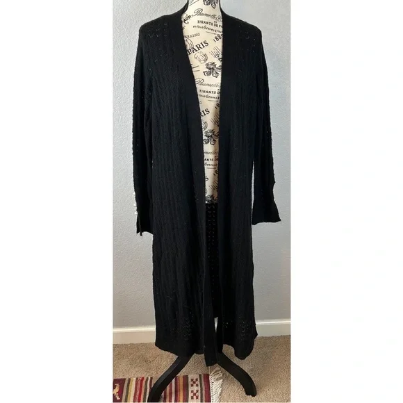 Rachel Parcell Black Knit Delicate Duster Cardigan, size Medium - Picture 6 of 10